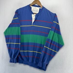 Vintage Boundary Waters Sweatshirt men's Large Blue Colorful rainbow Striped 90s